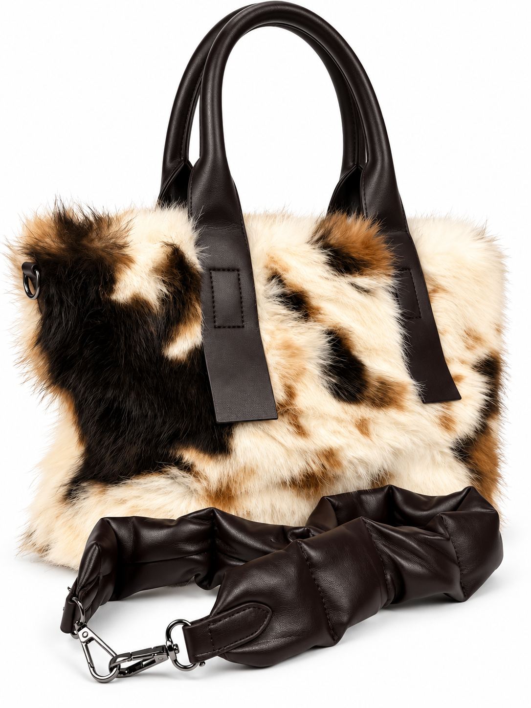 Flauschige Schultertasche im Fell-Look