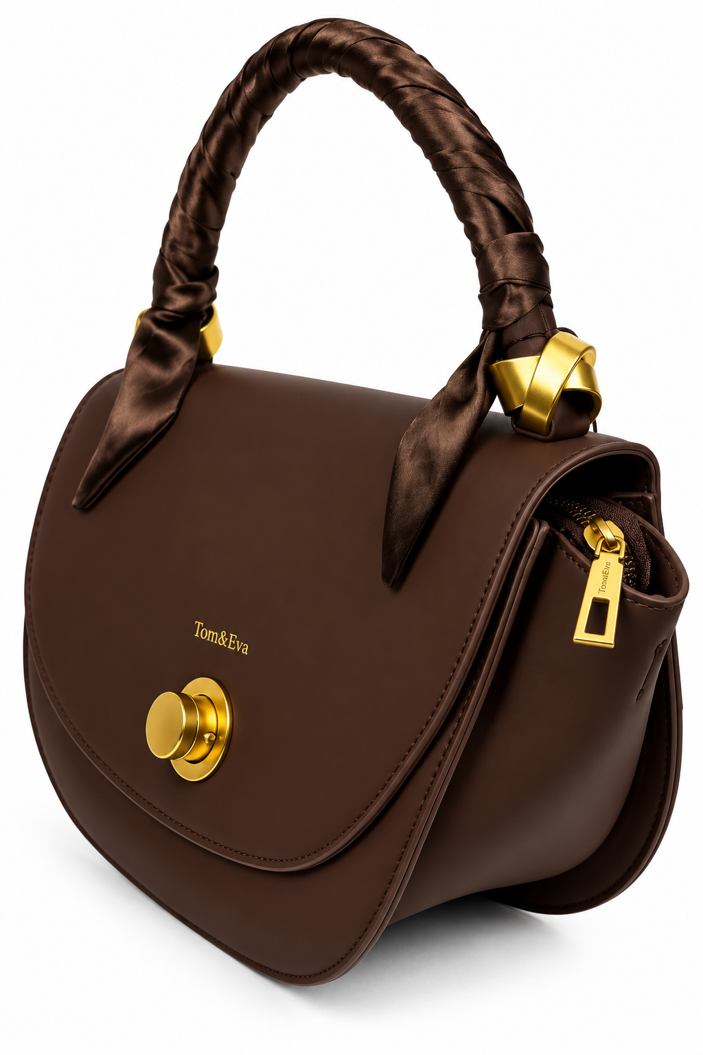 Tom & Eva Damen Handtasche Schwarz mit goldenen Details