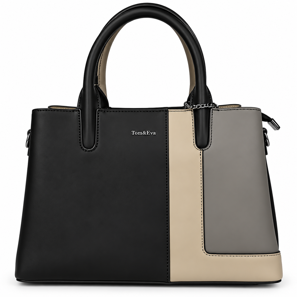 Elegante Damenhandtasche in Bordeauxrot, Beige & Creme