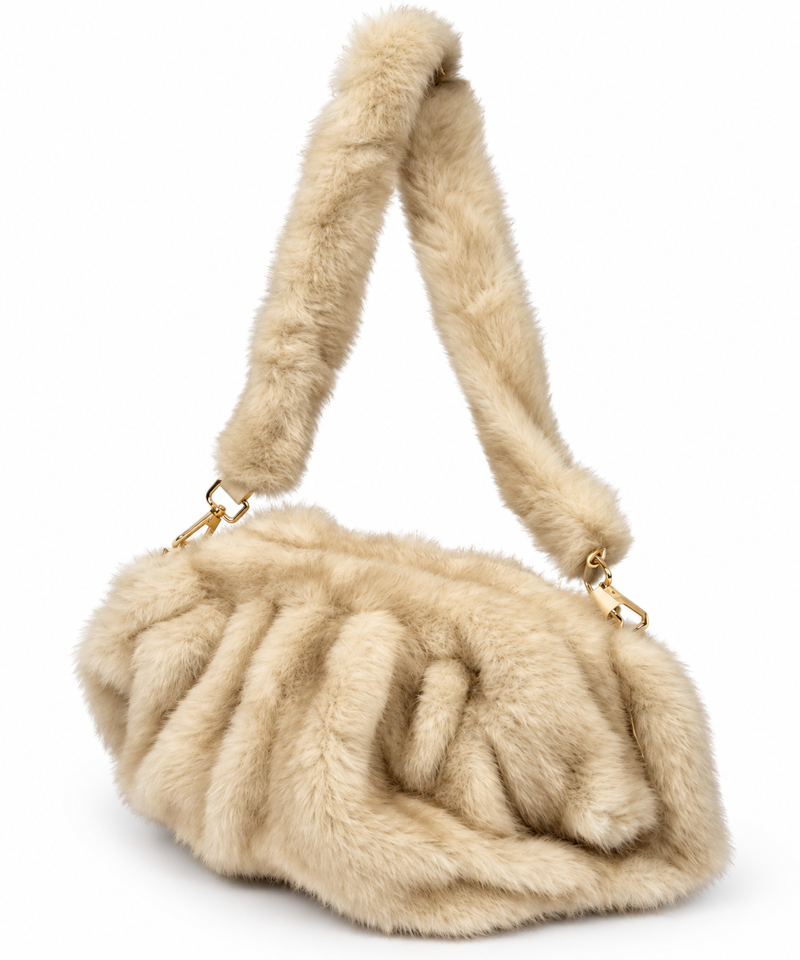 Elegante Damen Kunstfell-Handtasche in Schwarz