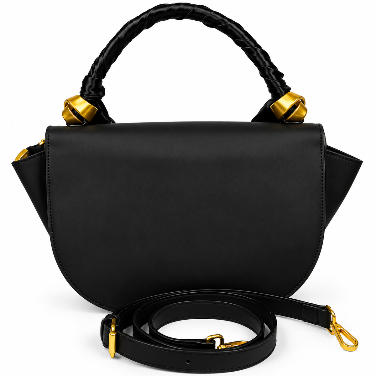 Tom & Eva Damen Handtasche Schwarz mit goldenen Details