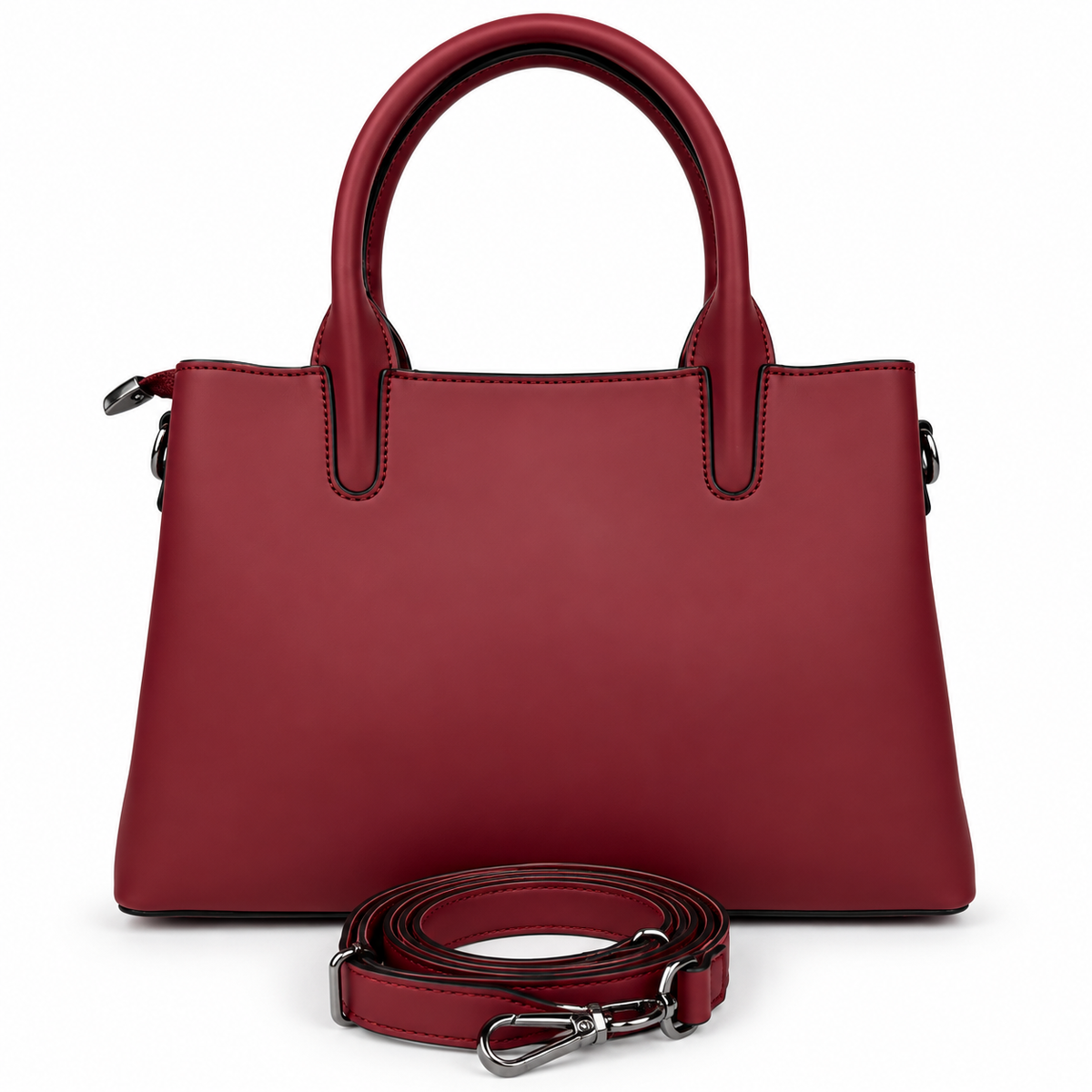 Elegante Damenhandtasche in Bordeauxrot, Beige & Creme