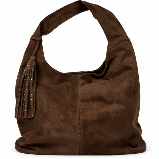 Damen Hobo Bag in Wildleder-Optik mit Quaste